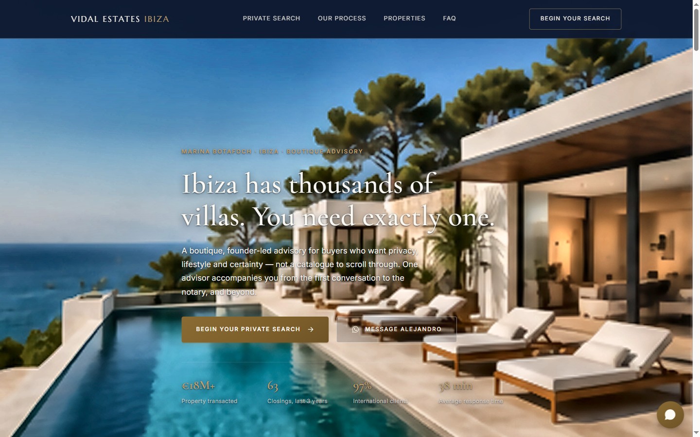 Sitio web de Vidal Estates